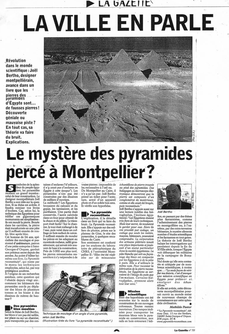 la-presse-joel-bertho-editions-unic-designer-chercheur-scénographe-spécialiste-moulage-construction-pyramide